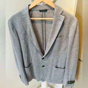 NWOT Saks Fifth Avenue Loro Piana Grey Houndstooth Unconstructed Blazer 38R US